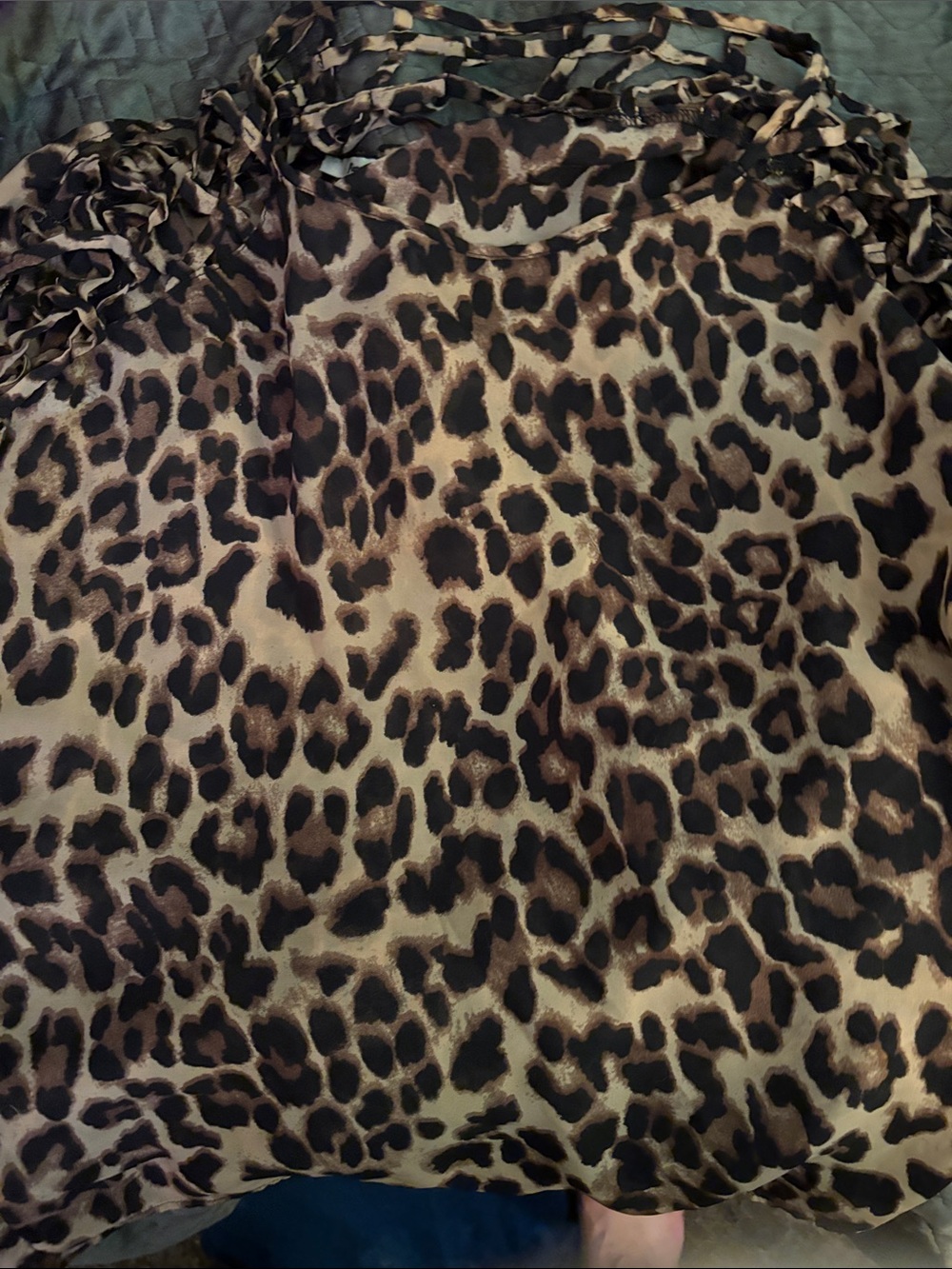 Leopard Print Sheer Blouse - Brown & Black